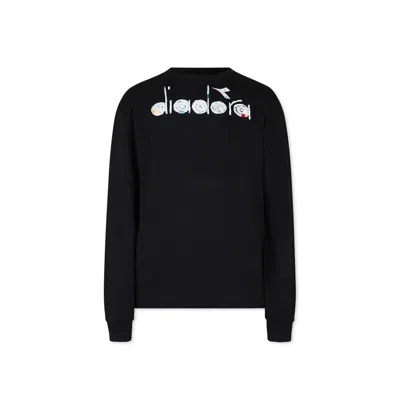 Diadora Black Sweatshirt For Kids With Logo