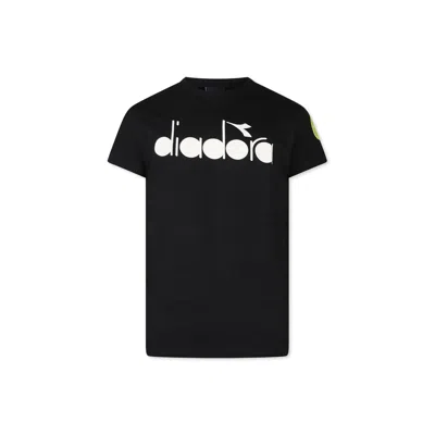 Diadora Kids' Black T-shirt For Boy With Logo