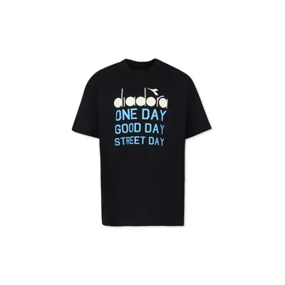 Diadora Kids' Black T-shirt For Boy With Logo