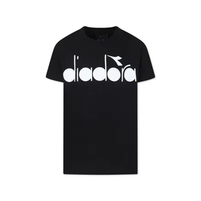 Diadora Kids' Black T-shirt For Boy With Logo