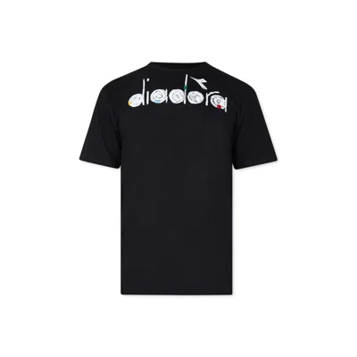 Diadora Black T-shirt For Kids With Logo