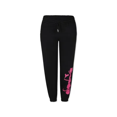 Diadora Kids' Black Trousers For Girl With Logo