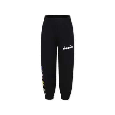 Diadora Kids' Black Trousers For Girl With Logo