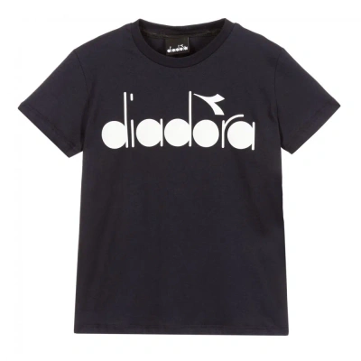 Diadora Kids' Boys Blue Cotton T-shirt In Black