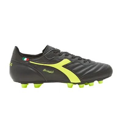 Pre-owned Diadora Brasil Made In Italy Og Lt+ Mdpu 'black Fluorescent Yellow' | Men's Size 9