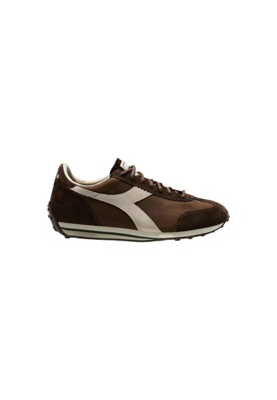 Diadora Logo-embroidered Panelled Sneakers In Brown