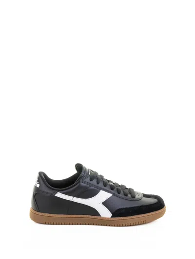 Diadora Black Sneaker In Leather And Suede