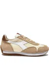 Diadora Stonewashed Canvas And Suede Sneakers In Brown