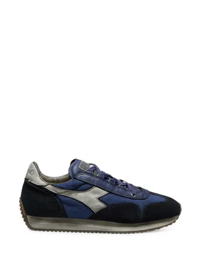 Diadora Equipe Dirty Logo-embroidered Panelled Sneakers In Blue
