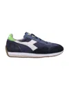 Diadora Sporty Blue Suede And Leather Sneakers In Black