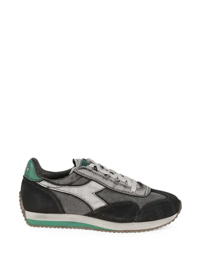 Diadora Equipe Dirty Sw Evo Distressed-effect Panelled Sneakers In Black