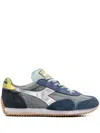 Diadora Stonewashed Canvas And Suede Sneakers In Gray