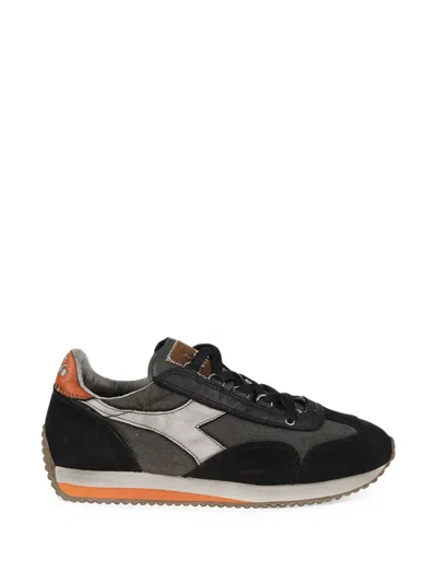 Diadora Equipe Dirty Sw Evo Suede-panelled Sneakers In Black