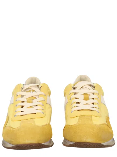 Diadora Equipe Vela Sw Retro-inspired Lace-up Sneakers In Gold