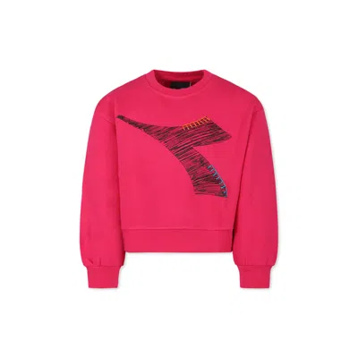 Diadora Kids' Fuchsia Sweatshirt For Girl With Logo In Red