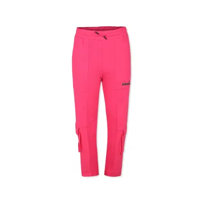 Diadora Kids' Fuchsia Trousers For Girl With Logo In Pink