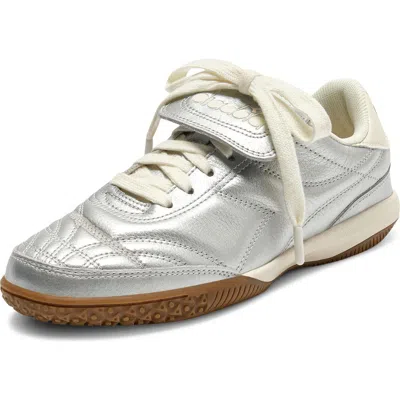 Diadora Gold Indoor Metallic Leather Sneaker In Silver