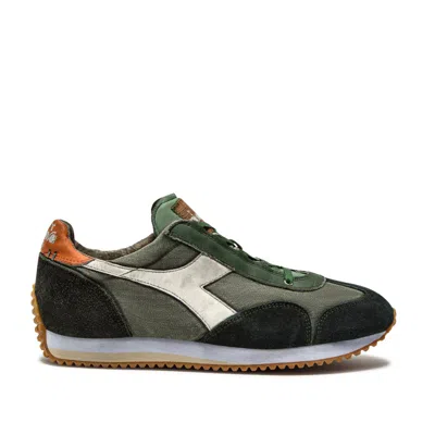DIADORA DIADORA GREEN AND CANVAS STONEWASH EQUIPE SNEAKERS
