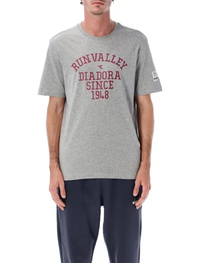 Diadora Grey Crewneck Logo T-shirt In Gray