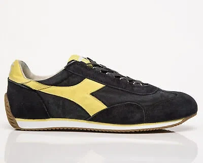 Pre-owned Diadora Heritage Equipe Canvas Stone Wash Unisex Men's Women's Black Sneakers