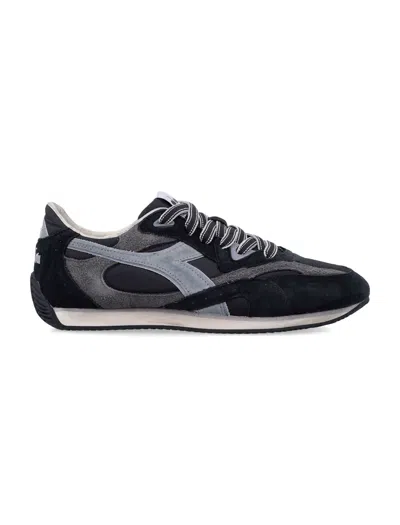 Diadora Heritage Equipe Revenge Used Sneakers In Suede With Vintage Effect In Black