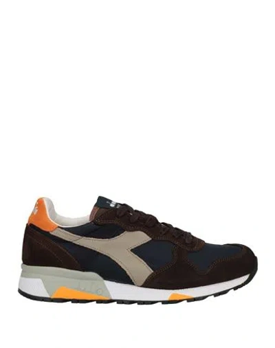 Diadora Heritage Man Sneakers Dark Brown Size 8 Soft Leather, Textile Fibers