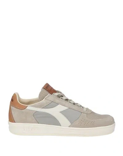 Diadora Heritage Man Sneakers Grey Size 11 Soft Leather, Textile Fibers In Neutral