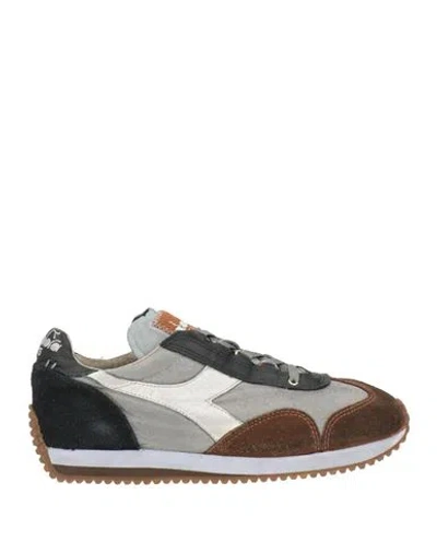 Diadora Heritage Man Sneakers Grey Size 7 Leather, Textile Fibers In Gray