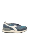 Diadora Heritage Man Sneakers Navy Size 8.5 Leather, Textile Fibers In Navy Blue