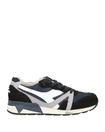 Diadora Heritage Man Sneakers Navy Size 6.5 Leather, Textile Fibers In Navy Blue