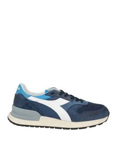 Diadora Heritage Man Sneakers Navy Size 9 Leather, Textile Fibers In Animal Print