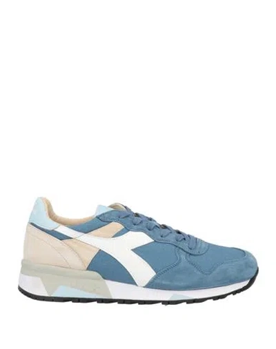 Diadora Heritage Man Sneakers Pastel Blue Size 11 Soft Leather, Textile Fibers