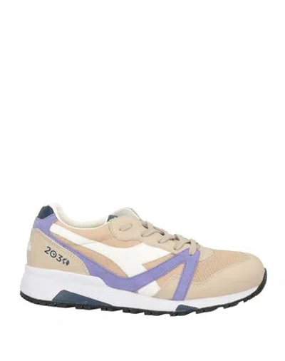 Diadora Heritage Man Sneakers Sand Size 8.5 Soft Leather, Textile Fibers In Beige