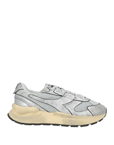 Diadora Heritage Man Sneakers Silver Size 4.5 Leather, Textile Fibers
