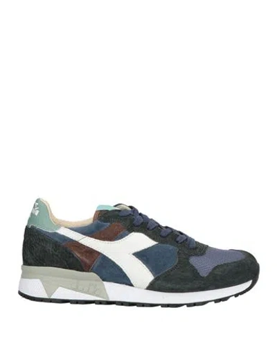 Diadora Heritage Man Sneakers Slate Blue Size 11 Soft Leather, Textile Fibers