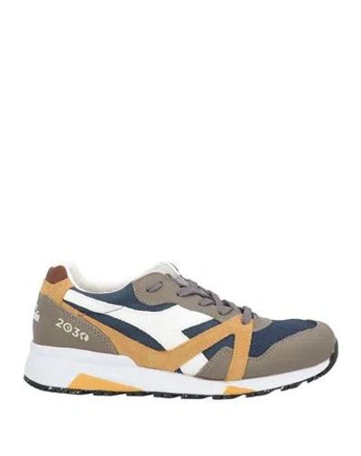 Diadora Heritage Man Sneakers Taupe Size 6.5 Leather, Textile Fibers In Grey