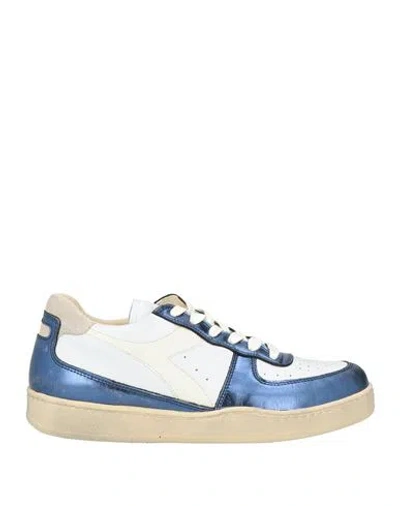 Diadora Heritage Mi Basket Low Metallic Dirty Woman Sneakers Blue Size 7.5 Soft Leather