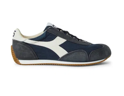 Pre-owned Diadora Heritage Shoes Equipe H Canvas Trainers Leather Denim Blue Man