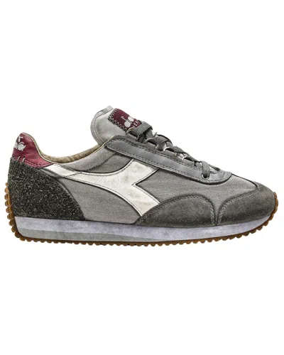 Pre-owned Diadora Heritage Shoes Equipe H Dirty Stone Wash Evo Trainers Leather Blend In Glacier Grey