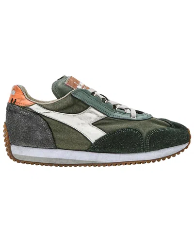 Pre-owned Diadora Heritage Shoes Equipe H Dirty Stone Wash Evo Trainers Leather Green Man