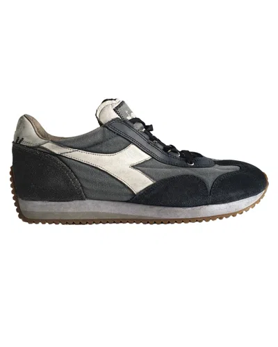 Pre-owned Diadora Heritage Shoes Equipe H Dirty Stone Wash Evo Trainers Leather Grey/blue