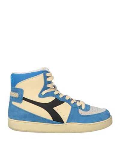 Diadora Heritage Woman Sneakers Azure Size 7.5 Leather, Textile Fibers In Blue