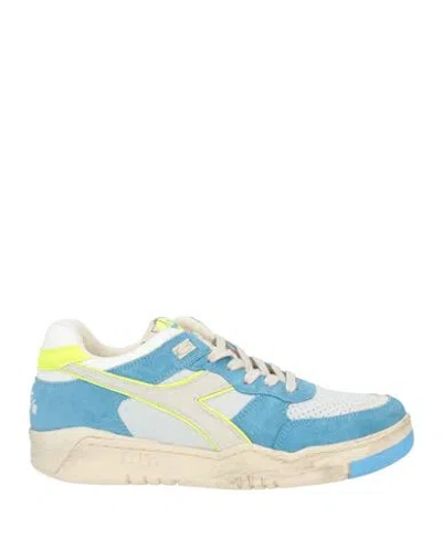 Diadora Heritage Woman Sneakers Azure Size 8 Leather, Synthetic Fibers In Blue