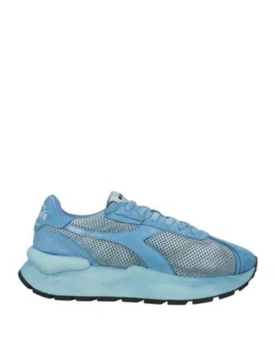 Diadora Heritage Woman Sneakers Azure Size 8 Leather, Textile Fibers In Blue