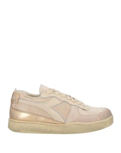 Diadora Heritage Woman Sneakers Beige Size 8 Leather In Gold