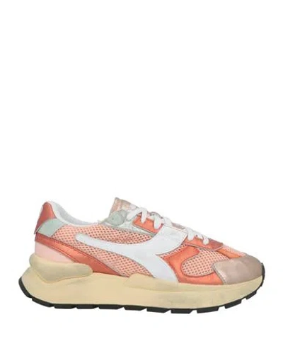 Diadora Heritage Woman Sneakers Copper Size 7.5 Leather, Textile Fibers In Orange