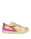 Diadora Heritage Mi Basket Low Metallic Used Wn Woman Sneakers Copper Size 5.5 Soft Leather In Orange