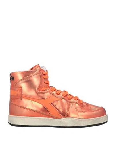 Diadora Heritage Woman Sneakers Copper Size 8.5 Leather In Orange