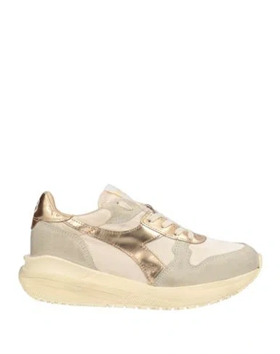 Diadora Heritage Woman Sneakers Cream Size 5.5 Soft Leather, Textile Fibers In White