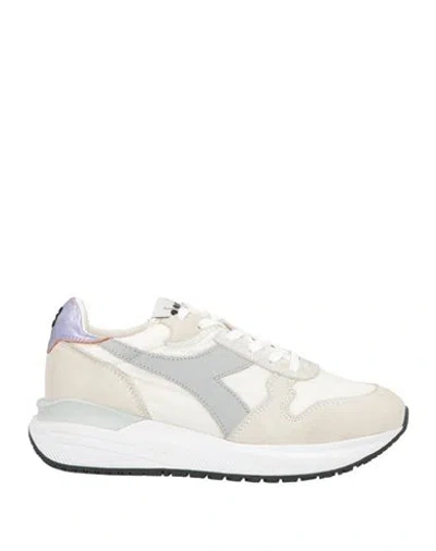 Diadora Heritage Woman Sneakers Cream Size 6 Soft Leather, Textile Fibers In White